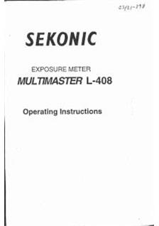 Sekonic L 408 MultiMaster manual. Camera Instructions.